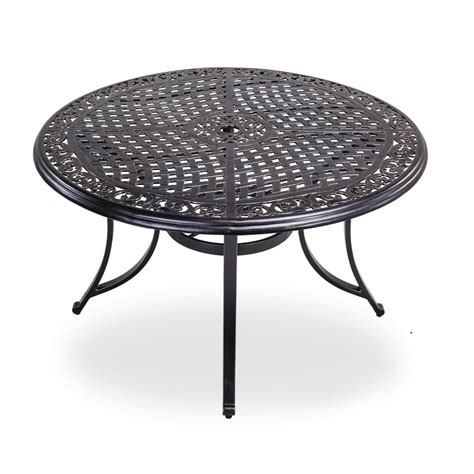 Round outdoor table with umbrella hole - Shop Style Selections Pelham bay Round Outdoor Dining Table 48-in W x 48-in L with Umbrella Hole in the Patio Tables department at Lowe's.com. Create a comfortable and simplistic outdoor dining area with our Pelham bay dining table. Maximize on your patio space and throw a memorable get-together. The